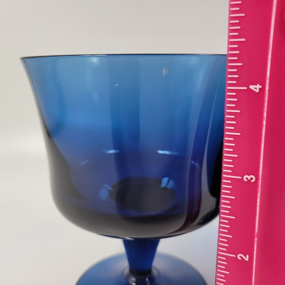 Denby Arabesque Blue Ice Champagne Tall Sherbet Glass Set Of 2 Milnor Sweden MCM - Picture 4 of 5